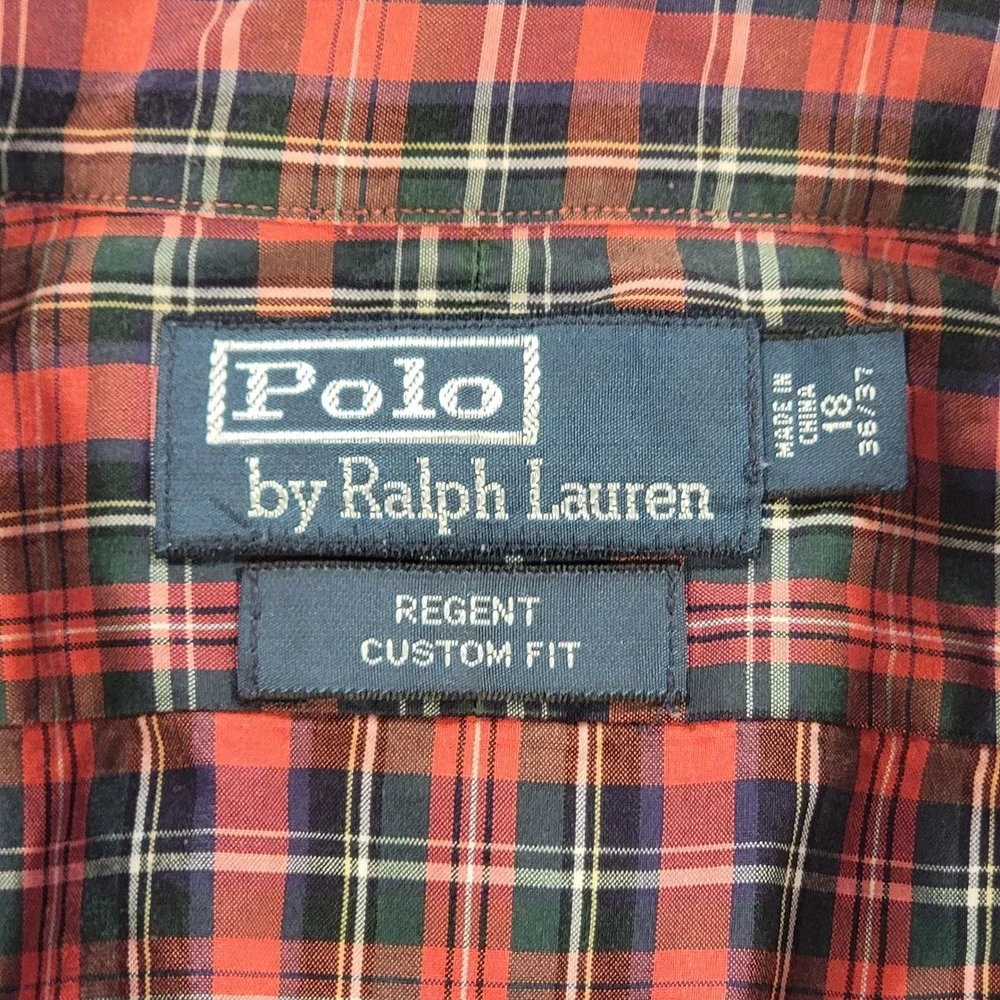 Polo Ralph Lauren Regent Custom Fit Plaid Shirt‎ Red Blue Men's XL Button Down